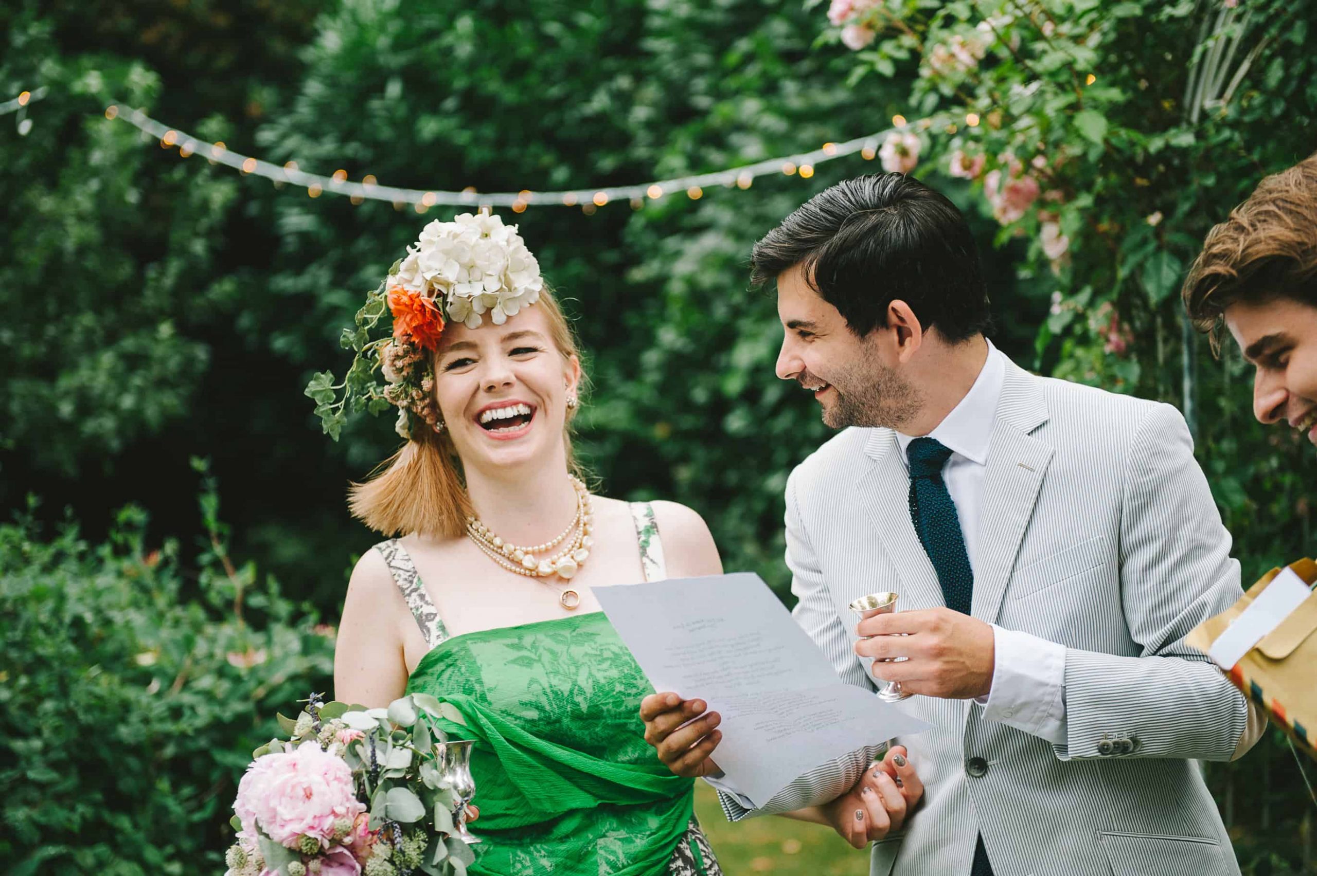 lara & gav's cute and quirky back garden wedding.