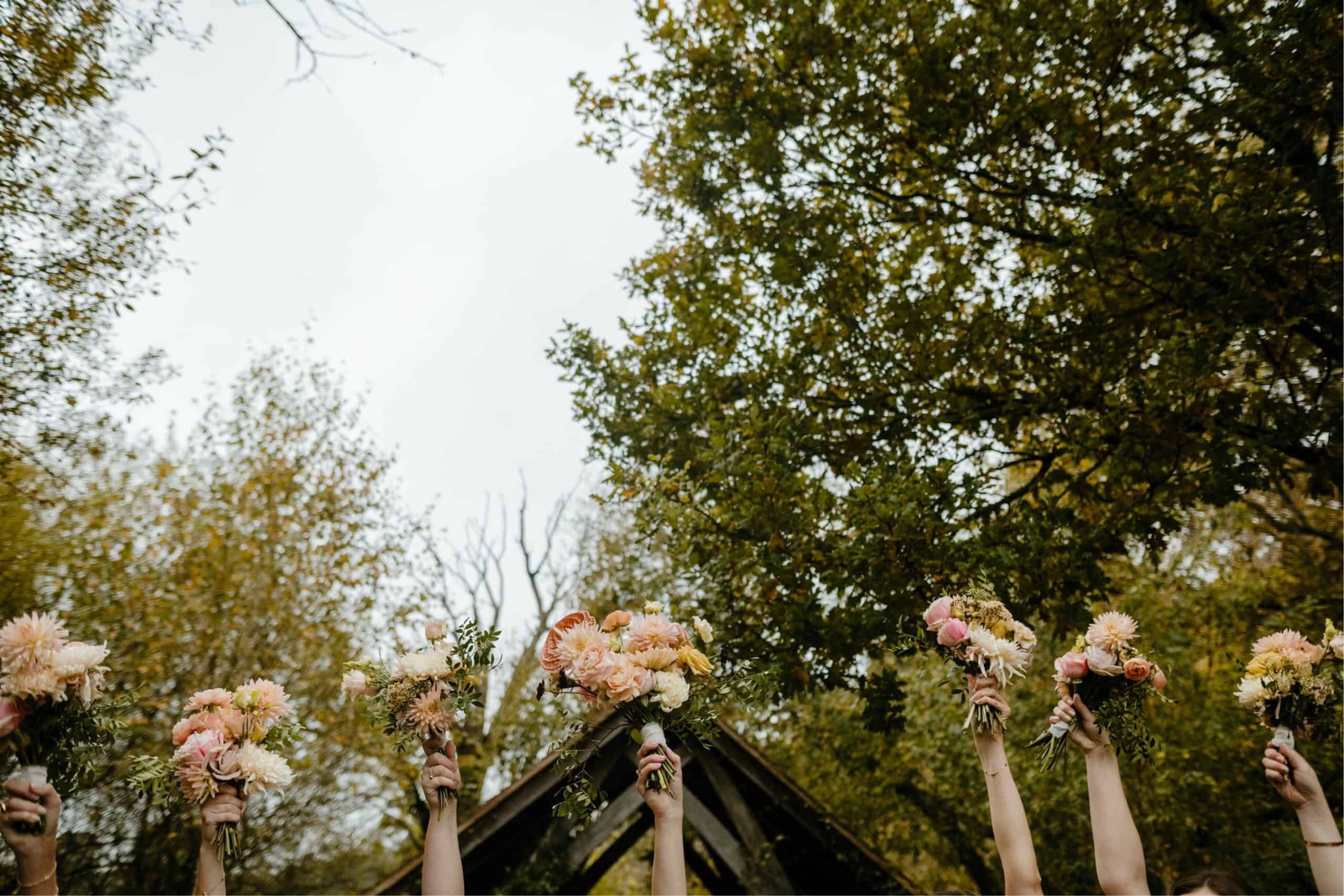 An alternative group photo for a wedding at Millbridge Court